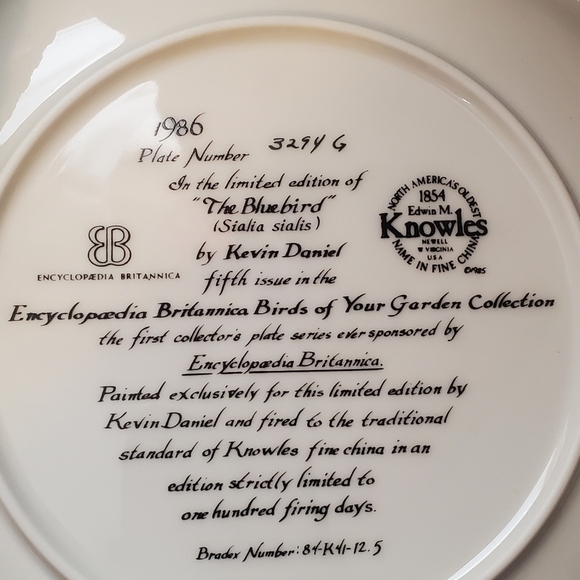 The Bluebird Deco Plate 1986 Vintage.knowles Bradford Exchange. - Picture 5 of 8